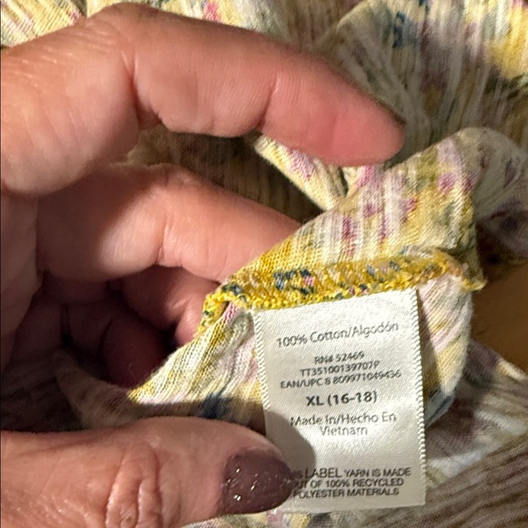 🌺 3 / $10 mix & match Time and Tru Fall Yellow Floral Blouse XL - Picture 5 of 5